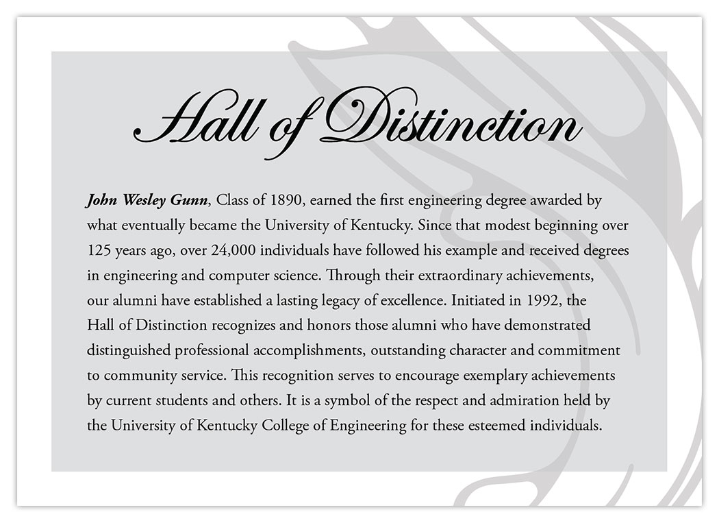 Hall of Distinction History History Card 2016 - Print Design