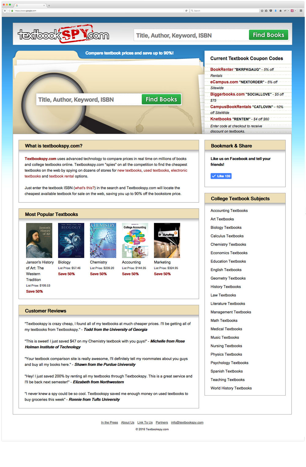 Textbookspy.com - website design