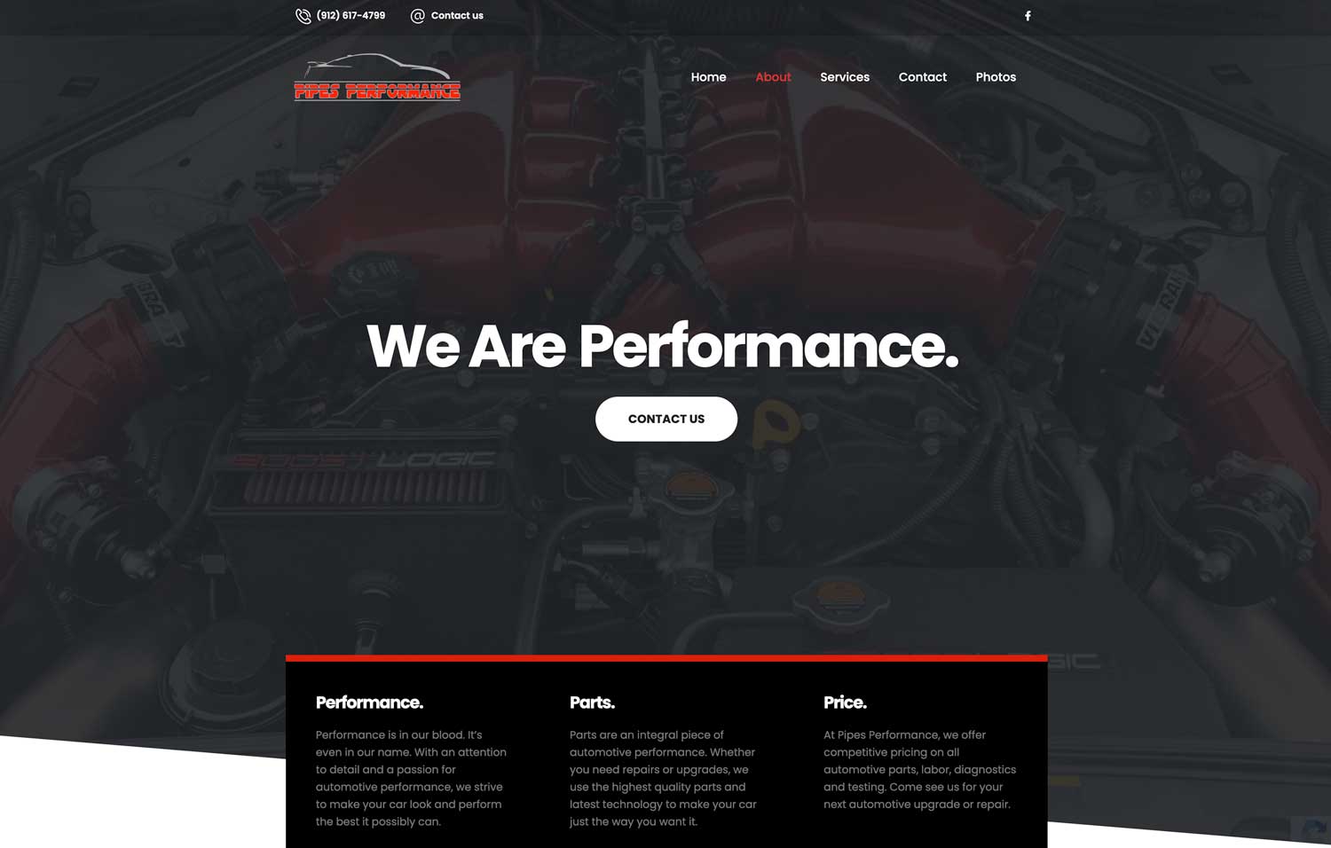 Pipes Performance Auto Website Design