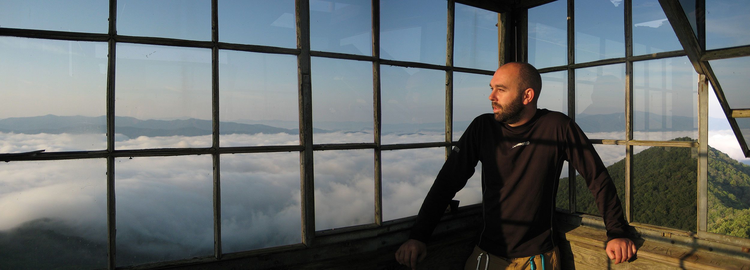 Aaron Camenisch Self Portrait, Shuckstack Fire Tower, Appalachian Trail 2013 Aaron Camenisch Self Portrait, Shuckstack Fire Tower, Appalachian Trail 2013